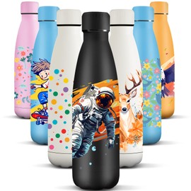 HoneyHolly Stainless Steel Water Bottle, 500 ml, BPA-Free, Thermos Flask, Double-Walled, Water Bottle, Stainless Steel, Leak-Proof, 18/8 Stainless Steel, Thermos Flask for Sports, Camping,