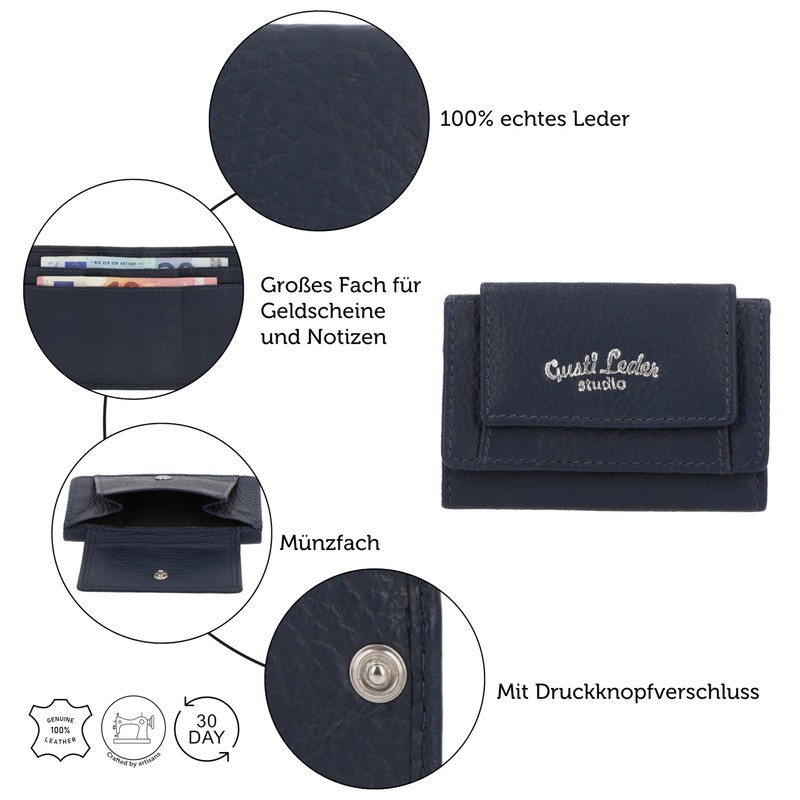 Gusti Omar Leather Wallet for Men and Women, Blue Leather,