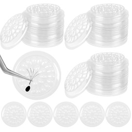 Lash Trays, Lash Trays for Extensions 100Pcs Lash Glue Holder, Disposable Plastic False Eyelashes Holders Plastic Eyelash Pads for Extensions Eyelashes Glue Pallet Pad(Transparent)