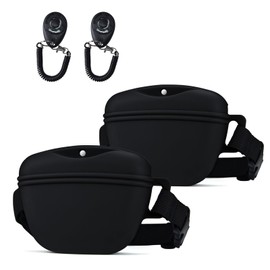 AOKLANT Pet Training Snack Pouch with Clicker 2.0 Upgraded Magnetic Closure, 1.66 Cup Silicone Belt Pouch for Dog Treats，Perfect for Training and Walking