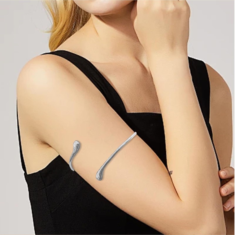 Hebterrka Golden Spiral Arm Cuff for Women, Upper Arm Gold