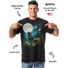 French Bulldog Dog Mom & Frenchie Dad Black Tshirt - Elegant Nature Moonlit Night Painting for Frenchies Pet Owners (US, Alpha, Large, Regular, Regular, Frenchie Moon Eagle)