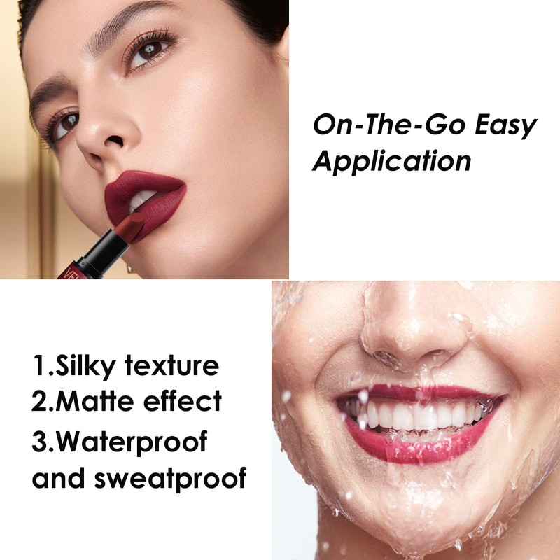 Petansy Lipstick Set 6 Colors Matte Durable Waterproof Velvet Smooth