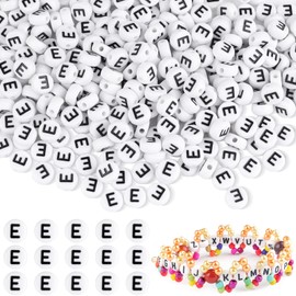 Pack of 1500 Letter Beads E for Bracelets, Round Letter Beads for Threading Letter Beads, Bracelets Making Yourself, for DIY Jewellery and Crafts
