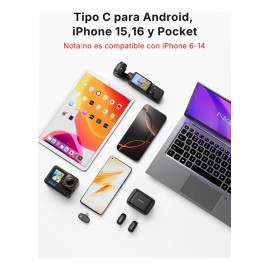 Maono Micrófono Inalámbrico Solapa Para Android Pc,2 Micrófonos Lavalier Usb-c Con Cancelación De Ruido, Filtros de Voz con AI, Estuche de Carga para Grabar Videos, TikTok, Wave T1 mini PC2