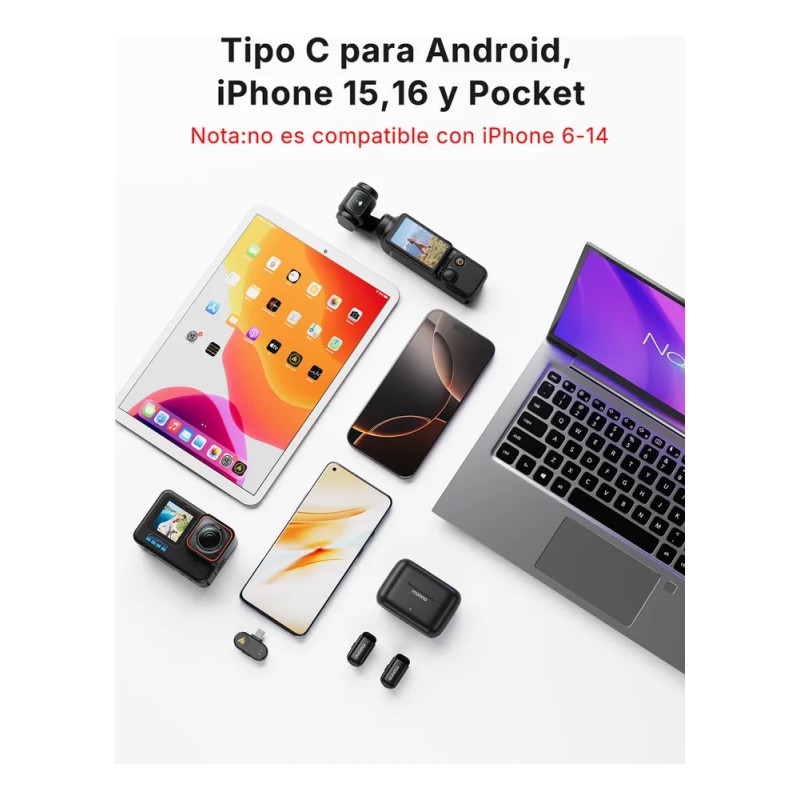Maono Micrófono Inalámbrico Solapa Para Android Pc,2 Micrófonos Lavalier Usb-c