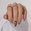 Mrltau Press On Nails Short, Leopard Print, French Nails, French
