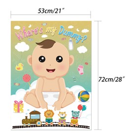 Fepito Baby Shower Party Games - Pin The Dummy On The Baby Game with 24pc Pacifier Stickers