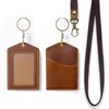 Jack&Chris Genuine Leather Badge Holder, Detachable Keychain Lanyards for ID