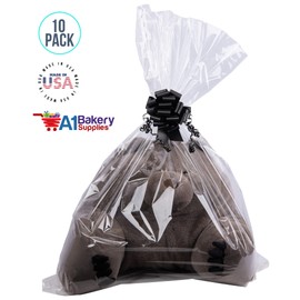 A1 Bakery Supplies Cellophane Bags For Baskets Cellophane Gift Bags For Wine Bottles, Small Baskets, Mugs And Gifts BOPP Clear Cellophane Bags Basket Bags Cello Gift Bags Gusset Style Bag 8 in. X 4 in X 18 in. 10 Pack