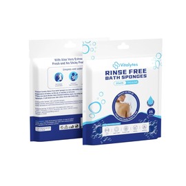 Vitalytes Rinse Free Bath Sponge -Thick & Soft Body Wipes- Disposable Mess-Free Wipes- Dry Soap Sponges- Camping,Travel & Festivals Non-Sticky Wipe - Hospital & Gym Hygiene Wipe (25 PCs)