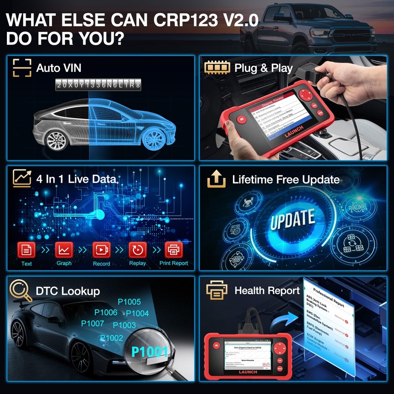 LAUNCH CRP123 V2.0 OBD2 Scanner, 2025 Upgrade 4 Systems Scanner