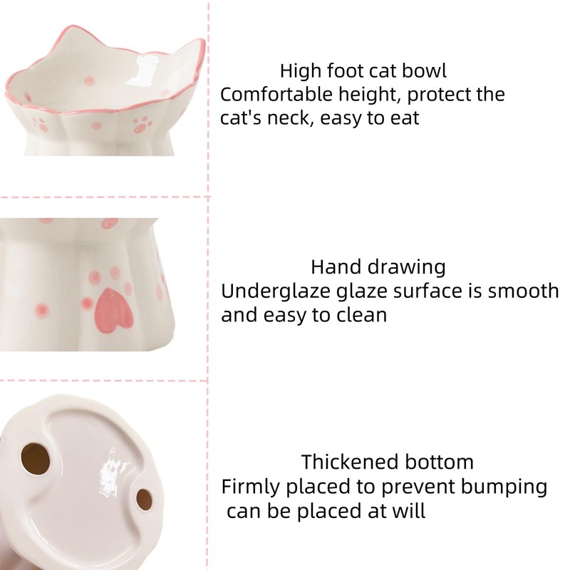 Siocok Ceramic Cat Feeder, Elevated Cat Bowls with Stand, 15°