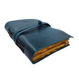 Overdose Deckle Blue Leather Journals - Vintage Leather Journal for Men & Women | Travel Journal & Sketch Writing Journal for Personal Diary | Leather Bound Notebook Journal | Leather Sketchbook |Unlined Journals | Handmade Vintage Deckle Edge - 5 X 7 in