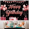 Happy Birthday Party Decoration Backdrop Large Black and Rose Gold