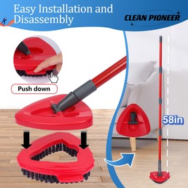 CLEAN PIONEER - Juego de 2 cepillos de limpieza de suelos rotativos para mopa de repuesto, cepillo para polvo de limpieza de cerdas rígidas, para suelos duros de azulejos de cocina, baño, adecuado