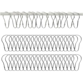 100 Pack Clip Strip Shower Curtain Hooks, 2.5" Metal Shower Curtain Rings, Silver, Shower Curtain Hooks Rust Proof, Hang Signs & Display Swatches from Wire Fixtures in Retail Stores
