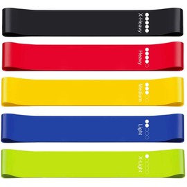 5 Pack Bandas Elasticas Fitness, Bandas de Ejercicio Resistencia de Fitness, Látex Natural, para Entrenamiento de Fuerza, Pilates, Glúteos, Culturismo, Yoga
