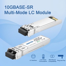 Paquete de 4 módulos 10GBase-SR SFP+ LC, transceptor SFP multimodo Gbic de 850 nm, hasta 300 metros, compatible con Cisco SFP-10G-SR, Unifi UF-MM-10G, Meraki MA-SFP-10GB-SR, Fortinet, Mikrotik,