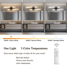 Pasoar Modern LED Wall Sconce Set of Two with Remote Control, Stepless Colors 3000K-6000K & Dimming Black Wall Light with LED Wall Lamp for Bedroom Living Room Bathroom Hallway 39.4inch Length