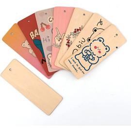 Wooden Bookmarks, 20 Pcs 3.2*12cm Blank Rectangle DIY Crafts Tags with String for Christmas, Wedding, Birthday, Christmas, Party Decor