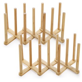 Lawei 2 Pack Bamboo Bottle Drying Rack, Retractable Bottle Cup Dish Drying Rack, Plastic Bag Dryer Rack and Portable Drainer Stand Holder for Water Bottles, Plate, Cup, Pot Lid, Cutting Board