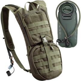KAMUI Hydration Bag, Large Capacity 3L, Military Backpack, Water Supply, Ideal for Trails, Running, Hiking, Cycling, Camping, Skiing, Snowboarding, Survival Games, etc. (Green)