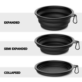 2 Pack Collapsible Dog Bowl Travel Portable Pet Bowls [34oz,1000ml],Expandable Foldable Food Water Feeding Dishes for Traveling Hiking Walking,with Carabiners [Black,Green]