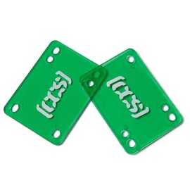 [CCS] Skateboard Riser Pads | 1/8" & 1/4" | Soft Rubber | 6 Hole Mounting Pattern | Set of 2 (Clear Green, 1/8")