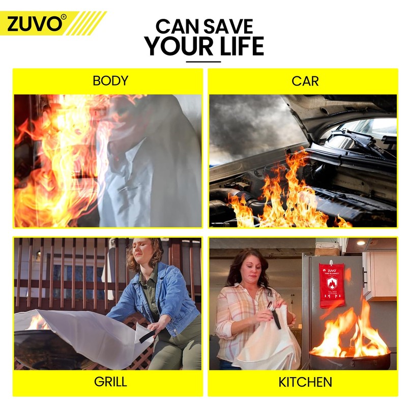 Zuvo Fire Blanket: Certified Fire Safety for Home, Kitchen &