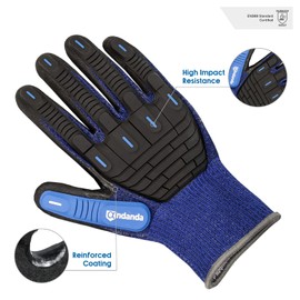 ANDANDA Level 5 Cut Resistant Gloves, Comfort Stretch Fit, Impact Resistant, Safety Gloves Cut Resistant with Nitrile Frosted Coating and TPR for Oil and Gas, Construction, Mining, Machinery, 1 Pair