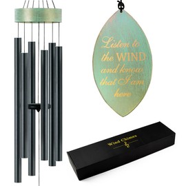 Large Wind Chimes Outdoors Deep Tone, Memorial/Sympathy Chime Gift for Mother's/Father's Day Clearance,Windchimes in Memory of A Loved One, 40in Black Bereavement Windchime Metal Garden Decor Outside
