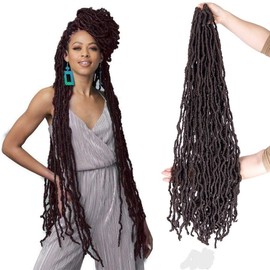 36" Super Long Goddess Faux Locs Crochet Braids Hair Extension For Braiding, Ombre Synthetic Pre-Looped Soft Locs For Black African Women (Colour -4#)-1 Pack (20 strands, 170g).