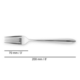 ARCOS Berlin 8 Inch Silver Fork, 18/10 Stainless Steel, 0.12Inch Thickness, One-Piece Design. Premium Table Fork