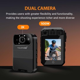 【2025 Upgrade】YULONGDT 2K Body Camera with Audio and Video Recording,10X Digital Zoom Bodycam with 2.4 Inch Touch Screen,Night vision,Loop Recording,for Police,Personal,Civilians,Law Enforcement(128G)