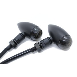 Beatus Bullet Mini Turn Signal, Screw Diameter 0.4 inch (10 mm), Motorcycle, Universal Custom Parts, 12 V, Set of 2, Not LED (Black x Smoke 2)