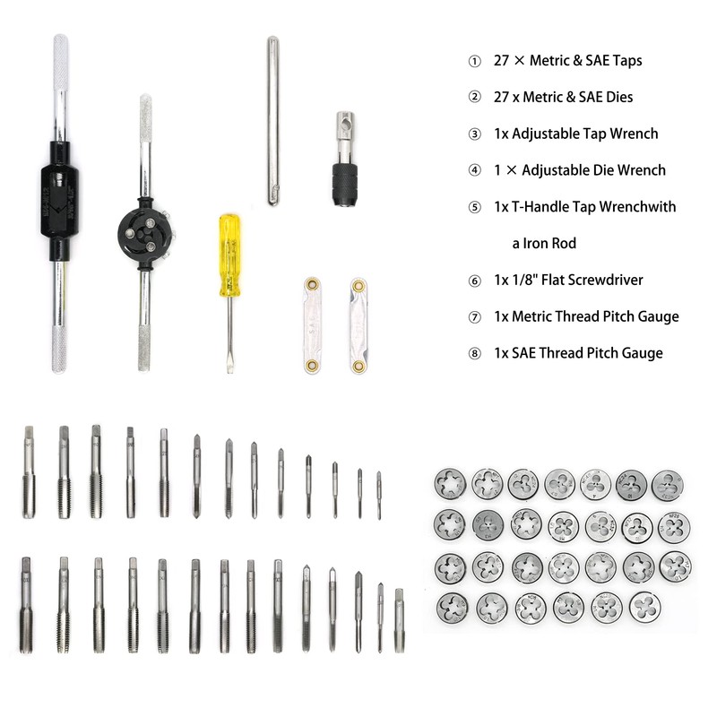 GMTOOLS 60PCS Tap and Die Set, Metric Standard Size M3
