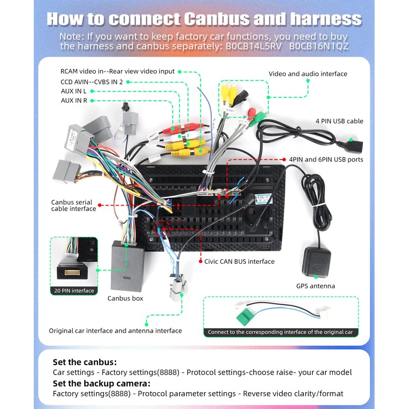 SIXWIN Harness for Honda Civic 2016-2020, Need to Buy with