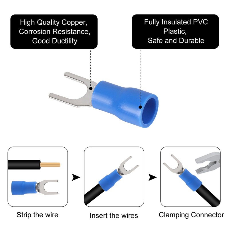 100Pcs 16-14AWG Insulated Terminals Ring Electrical Wire Crimp Connectors (Blue)