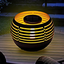 Solar Flickering Flame Lantern – Waterproof Metal Table Lamp, Durable & Stylish, Perfect for Balcony, Patio, Garden Pathway, and Outdoor Décor