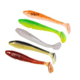 50Pcs Paddle Tail Swim Baits, Durable Soft Plastic Swimbait Paddle Tail Swimbait Soft Fishing Lures,Bass Trout Walleye Crappie Fishing Bait for Saltwater/Freshwater (3.15 inches)