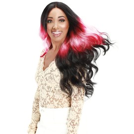 Zury Sis Layer Beam Colors Hair 4" HD Lace Front Wig LF-Jini (Color:BLACK PINK)