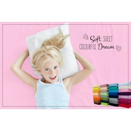 Fitted Sheet 100% Cotton Jersey - 80/200 - 80 x 200 cm, pink, 90 x 160 cm