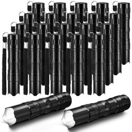 Tujoe 36 Pcs Mini Flashlights Bulk Bright Aluminum LED Handheld Torches with Lanyard Small LED Flashlights for Night Reading Emergency Hurricane Camping Hiking Halloween Party Favors(Black)