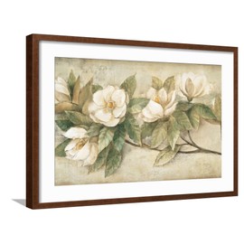 ART.COM Framed Wall Art Prints Sugar Magnolia Vintage by Albena Hristova, Botanical Decor, 24" x 16", Espresso Frame with White Mat