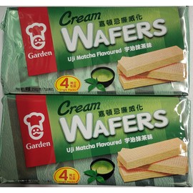 Garden Cream Wafers, Pack of 2, 7 oz each pack, Flavors of Chocolate, Vanilla, Strawberry, Cappuccino, Matcha, Coconut, Orange (Matcha)