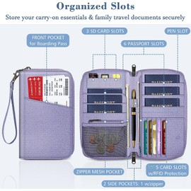 Fintie Passport Case, Household Management Case, Travel Wallet, Card Case, RFID Anti-Skimming for Family Travel, Overseas Travel, Passport Cover, Multi-functional Storage Pocket, Credit Card, Airline