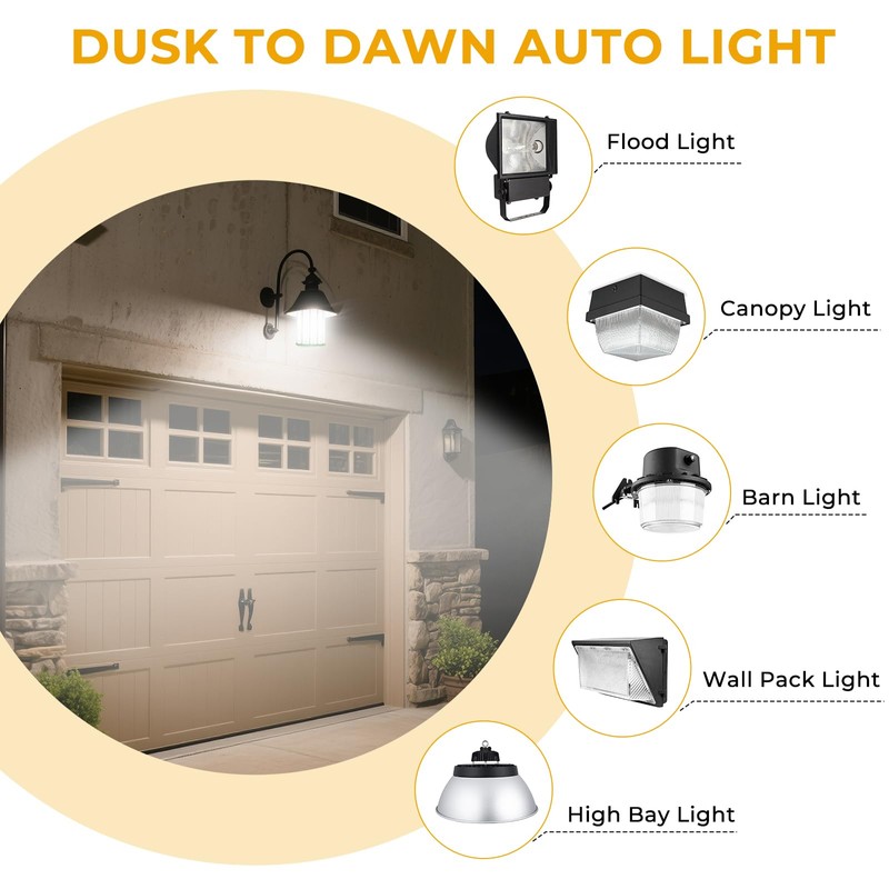 2 Pack Dusk to Dawn Light Bulbs 100W(Equivalent 1000W), E26/E39