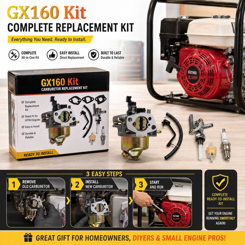 GX160 GX200 Generator Carburetor Kit – Replacement Fuel System Part