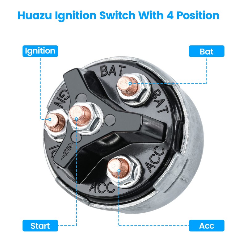 Huazu Ignition Key Switch for Car, Forklift, Truck, Tractor, Trailer